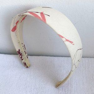 Wide Beige Fabric Headbands 1.5" Hair Band floral